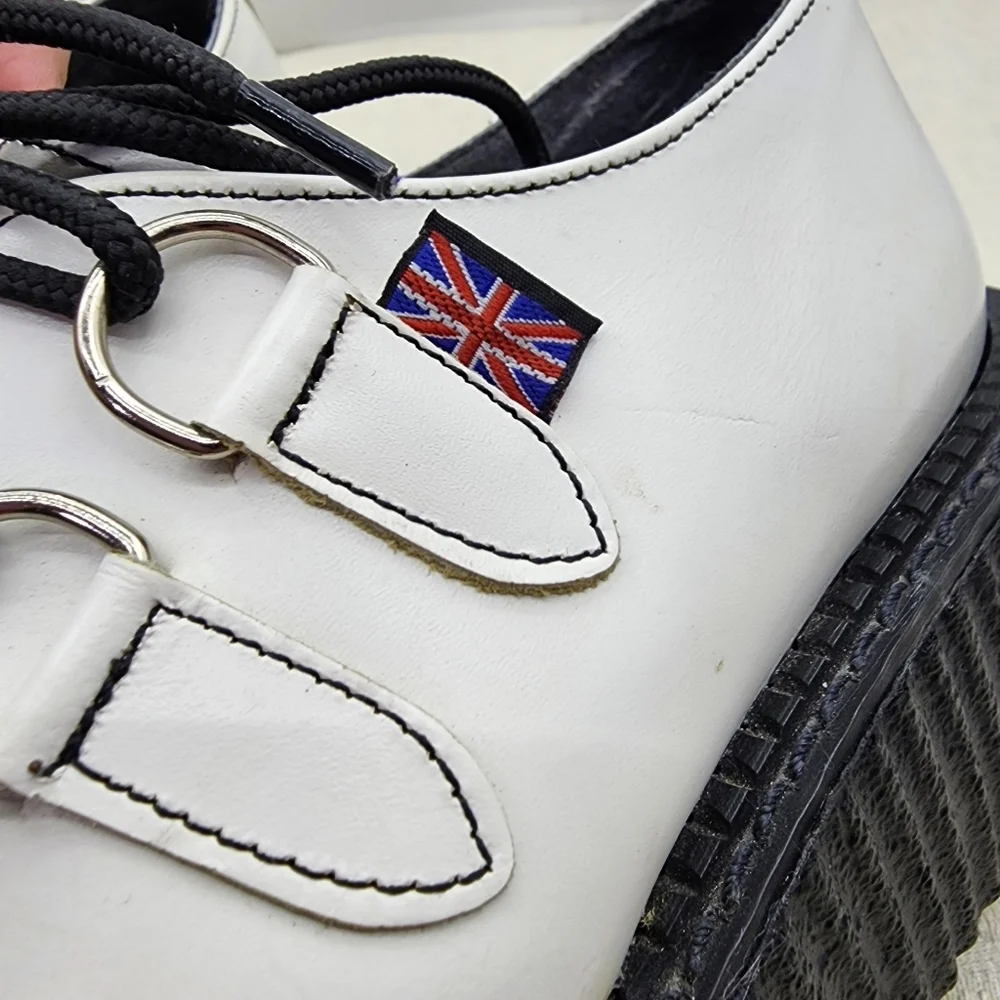 Tuk The Original Women's Leather Chunky Platform Creeper White Sz 5